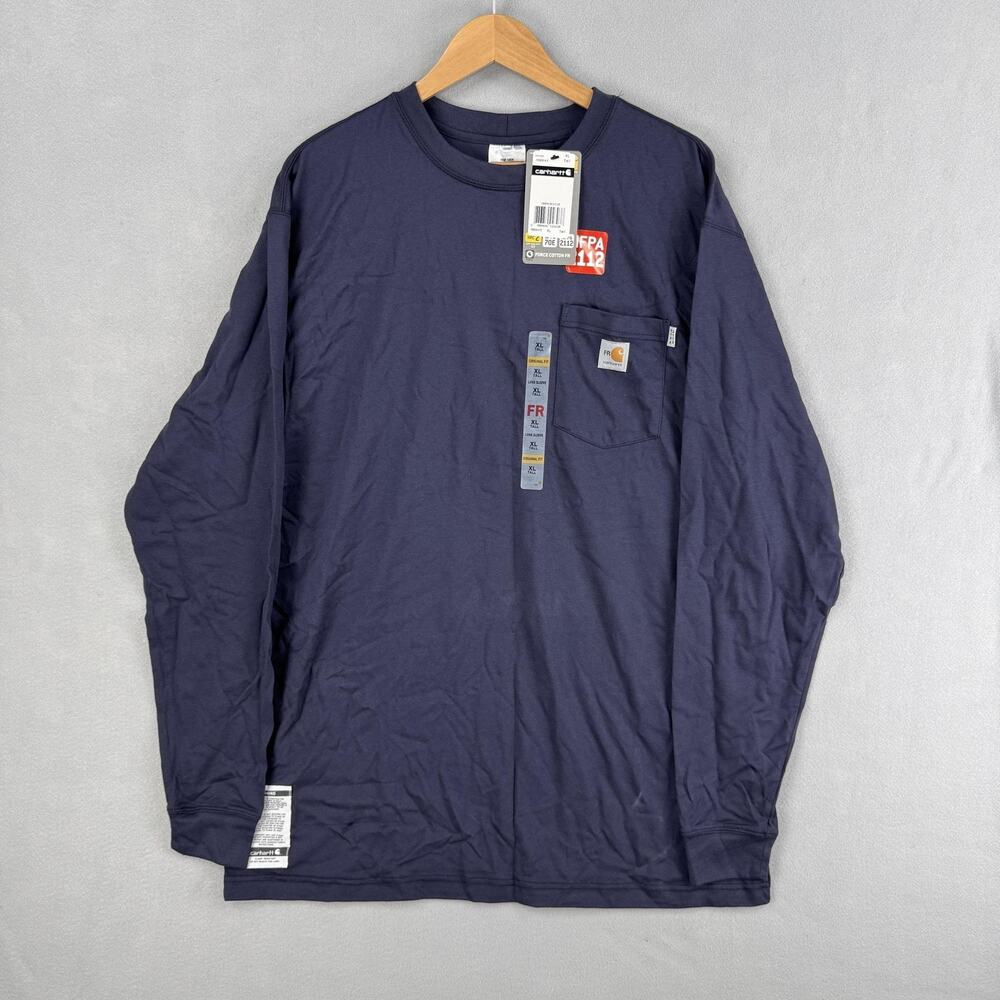 Carhartt FR Shirt Mens XLT Blue Long Sleeve Pocket Flame Resistant NWT Workwear
